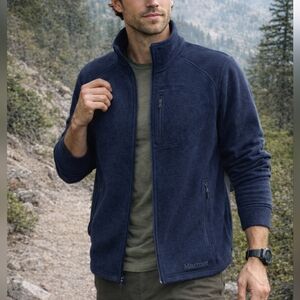 Marmot Dark Navy Full Zip Fleece Jacket XL Men’s Lightweight Zip-Up Outdoor Coat